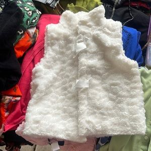 Off white faux fur vest with snaps